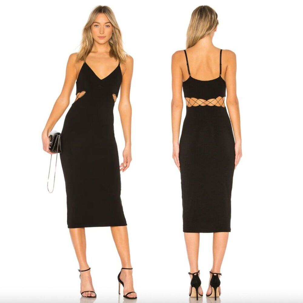 T Alexander Wang Black Cutout Fitted Midi Dress